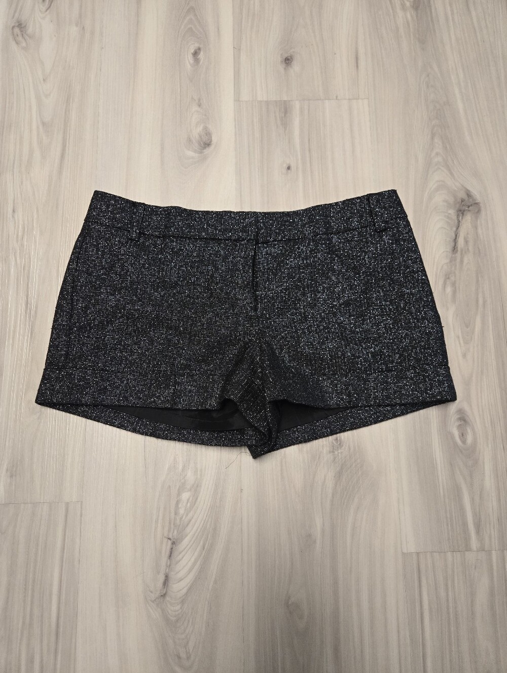 Express Design Studio 2010 Y2K Metallic Wool Blend Mini Shorts Size 4